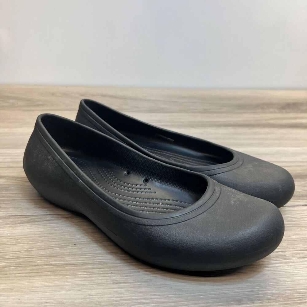 Crocs Women's at Work Black Ballet Flats| Slip Resistant Work Shoes - Size‎ 8